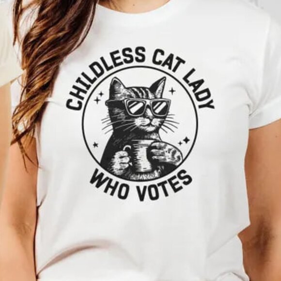 Tops - Childless Cat Lady Shirt, I Vote tee, funny cat shirt